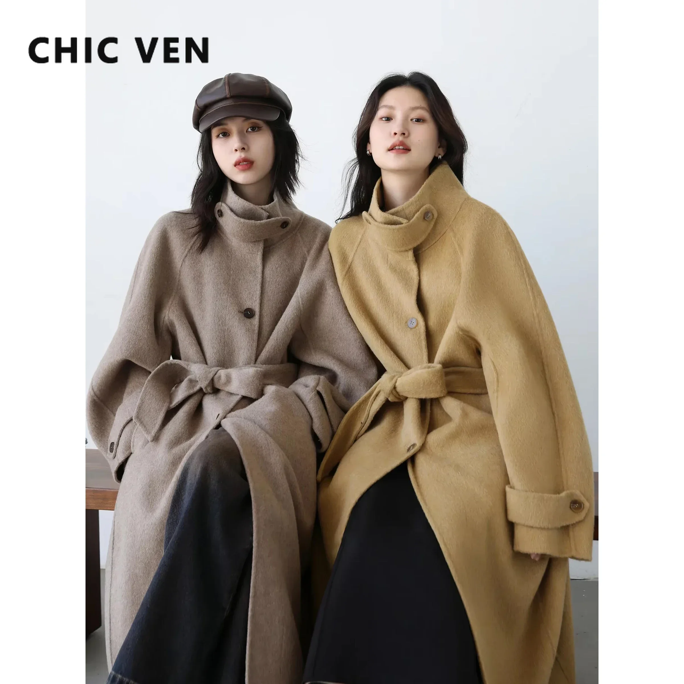 Wool Coat Peacoat - CHIC VEN 한국 여성 모직 코트,