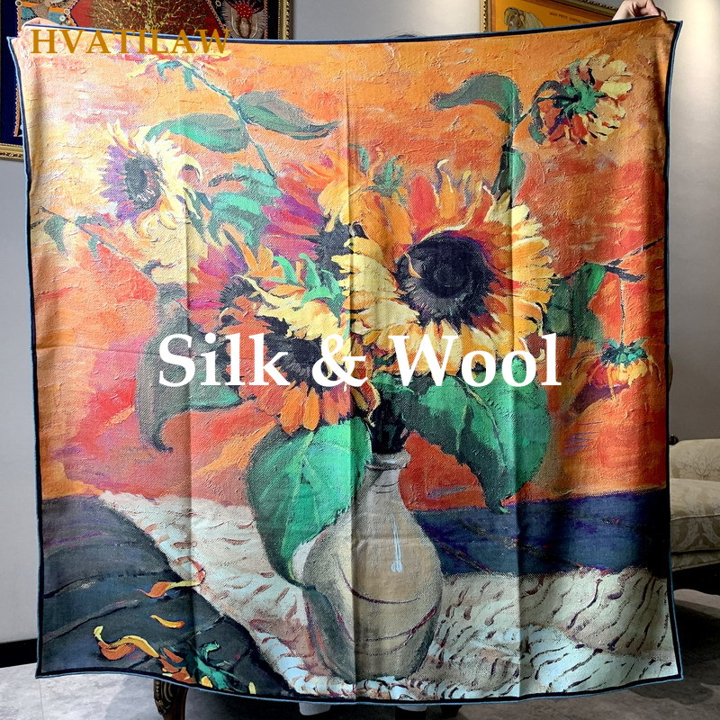 Shawl Wrap Winter - 우아한 30% 실크 70% 울 스카프