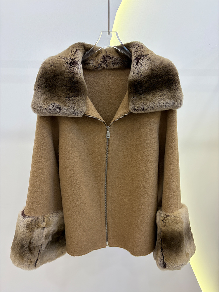 Wool Coat Peacoat - 2026 겨울 여성용 리얼 천연 렉스