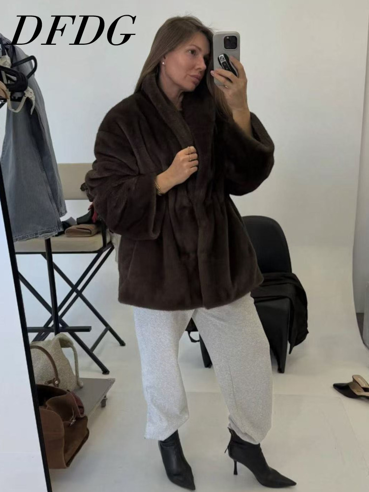 DFDG 여성용 2025 가을 겨울 심플 캐주얼 인조  - Wool Coat Peacoat 리뷰 및 가격