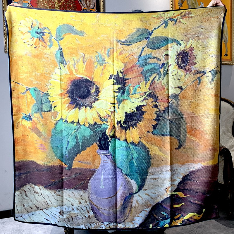 우아한 30% 실크 70% 울 스카프 135x135cm - Shawl Wrap Winter 리뷰 및 가격
