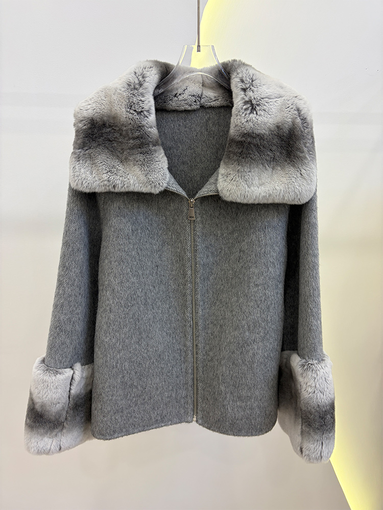 2026 겨울 여성용 리얼 천연 렉스 토끼털 칼라 코트 - Wool Coat Peacoat 리뷰 및 가격