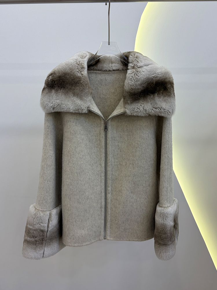 2026 겨울 여성용 리얼 천연 렉스 토끼털 칼라 코트 - Wool Coat Peacoat 리뷰 및 가격